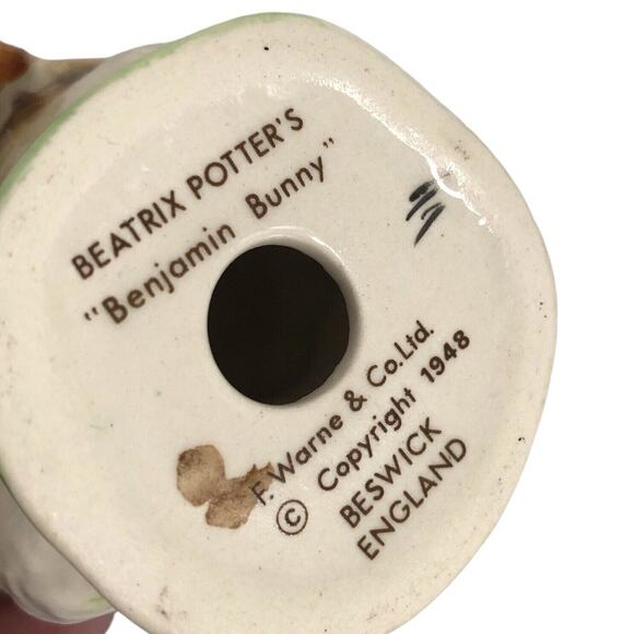 Beseick Beatrix Potter Benjamin Bunny Porcelain Figurine F Warne 1948 England - Picture 3 of 5